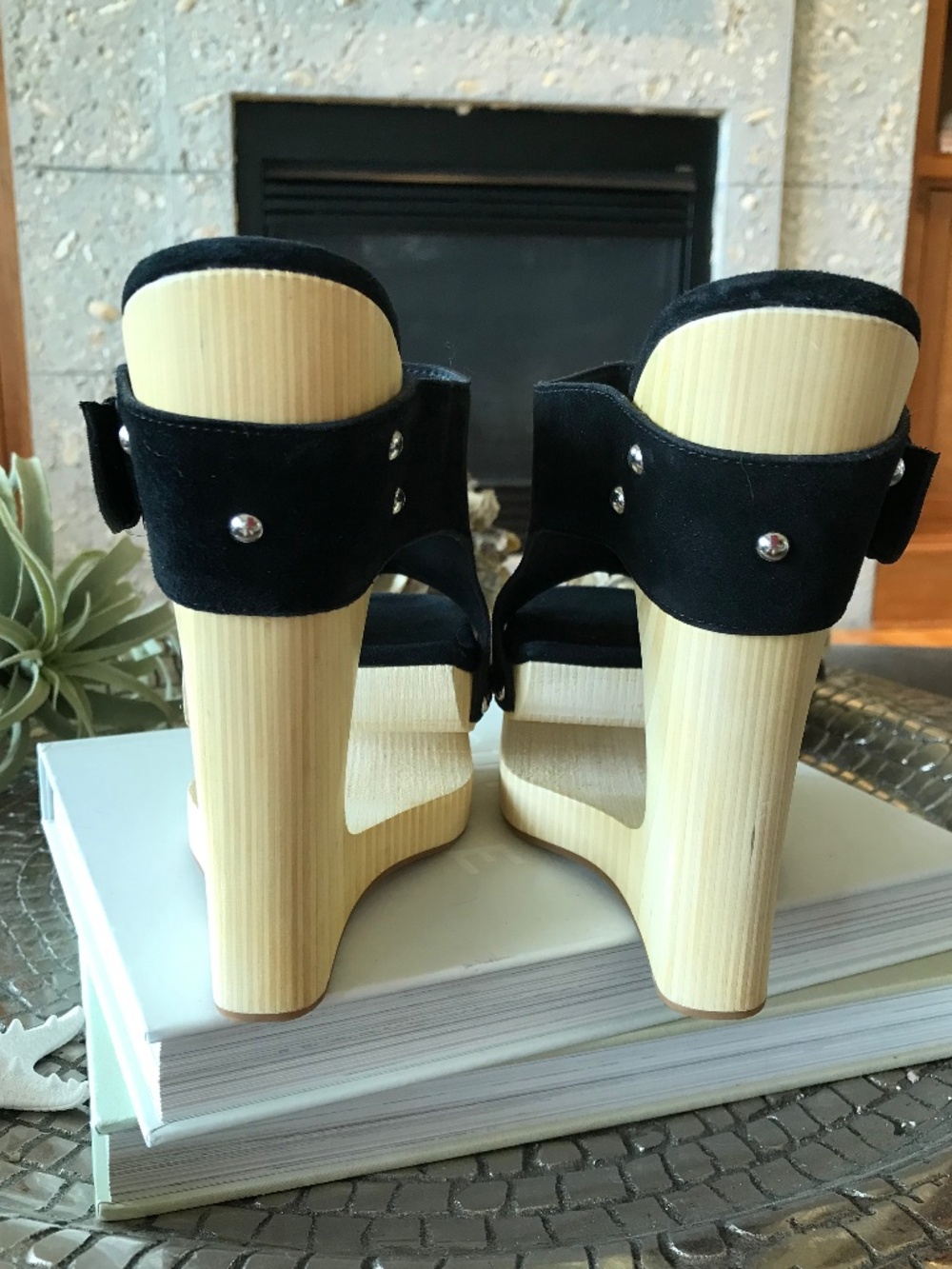 STATEMENT AVANT GARDE JEFFREY CAMPBELL ETHEREAL WOOD PLATFORM HEALS BLACK - Picture 6 of 16